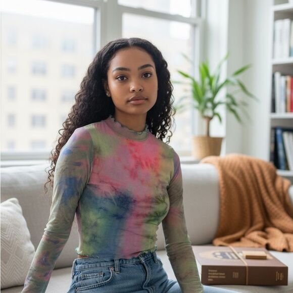 Colorful Tie-Dye Long Sleeve Top - Picture 1 of 3